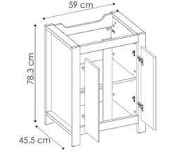 Impact Furniture Bathroom Cabinets Furniture Set 600mm Vanity Freestanding Unit With Sink And Wall Mirror Oak Effect Classic - thumbnail 4