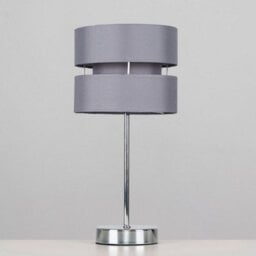 Valuelights Pair Of Modern Silver Chrome Bedside Table Lamps With Grey Shades - thumbnail 4