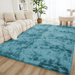 Ameha Tye Dye Teal Shaggy Rugs Extra Large Living Room Bedroom Area 200X290 Cm Rug Soft Fluffy Carpets - thumbnail 6