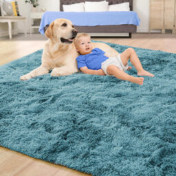 Ameha Tye Dye Teal Shaggy Rugs Extra Large Living Room Bedroom Area 200X290 Cm Rug Soft Fluffy Carpets - thumbnail 5