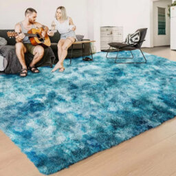 Ameha Tye Dye Teal Shaggy Rugs Extra Large Living Room Bedroom Area 200X290 Cm Rug Soft Fluffy Carpets - thumbnail 7