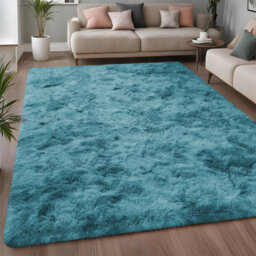 Ameha Tye Dye Teal Shaggy Rugs Extra Large Living Room Bedroom Area 200X290 Cm Rug Soft Fluffy Carpets - thumbnail 2