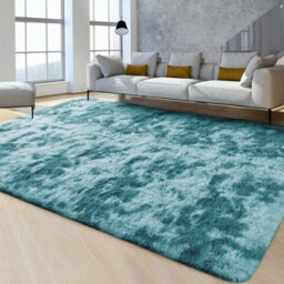 Ameha Tye Dye Teal Shaggy Rugs Extra Large Living Room Bedroom Area 200X290 Cm Rug Soft Fluffy Carpets - thumbnail 4