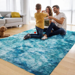 Ameha Tye Dye Teal Shaggy Rugs Extra Large Living Room Bedroom Area 200X290 Cm Rug Soft Fluffy Carpets - thumbnail 9