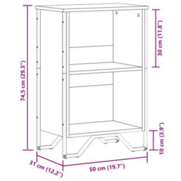 Berkfield Modern Bookcase Sonoma Oak 50X31X74.5 Cm Engineered Wood - thumbnail 9