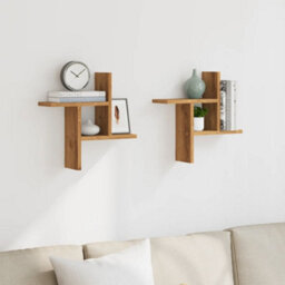 Berkfield Wall Shelves 2 Pcs Artisian Oak 38X12X38 Cm Engineered Wood - thumbnail 3