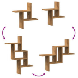 Berkfield Wall Shelves 2 Pcs Artisian Oak 38X12X38 Cm Engineered Wood - thumbnail 7