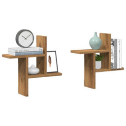 Berkfield Wall Shelves 2 Pcs Artisian Oak 38X12X38 Cm Engineered Wood - thumbnail 1