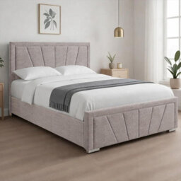 Naples Silver Upholstered Sunrise Small Double Bed Frame, Modern Luxury Floor-Standing Headboard & Footboard - thumbnail 2