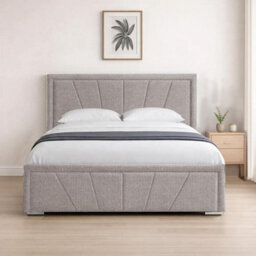 Naples Silver Upholstered Sunrise Small Double Bed Frame, Modern Luxury Floor-Standing Headboard & Footboard - thumbnail 1