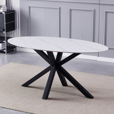 Firmo 160Cm X 90Cm White Stone Oval Dining Table - image 1