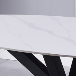 Firmo 160Cm X 90Cm White Stone Oval Dining Table - thumbnail 3