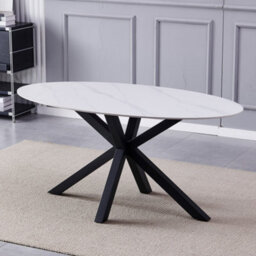 Firmo 160Cm X 90Cm White Stone Oval Dining Table