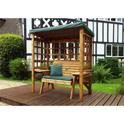 Marlborough Traditional Zubond Two Seat Arbour Green With 1 X Bench Cushion Green & 1 X Scatter Cushion Green - image 1