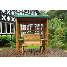 Marlborough Traditional Zubond Two Seat Arbour Green With 1 X Bench Cushion Green & 1 X Scatter Cushion Green - thumbnail 4