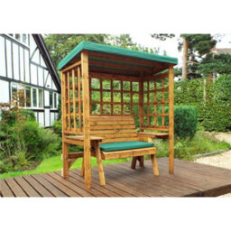 Marlborough Traditional Zubond Two Seat Arbour Green With 1 X Bench Cushion Green & 1 X Scatter Cushion Green - thumbnail 3