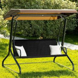 Replacement Seat Cover For Two And Three Garden Swings, Waterproof Thick (600D) - 138 X 50 Cm, Black. - thumbnail 5