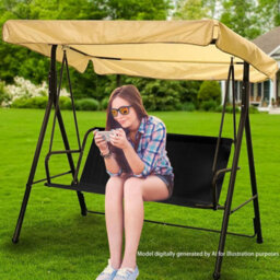 Replacement Seat Cover For Two And Three Garden Swings, Waterproof Thick (600D) - 138 X 50 Cm, Black. - thumbnail 6