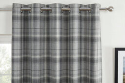 Sundour Carnoustie - 100% Blackout Thermal Fully Lined Check Curtains, 100% Polyester (Grey, Filled Cover - 18'' X 18'' (Single)) - thumbnail 2