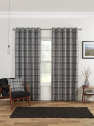 Sundour Carnoustie - 100% Blackout Thermal Fully Lined Check Curtains, 100% Polyester (Grey, Filled Cover - 18'' X 18'' (Single)) - thumbnail 1