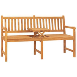 Berkfield 3-Seater Garden Bench With Table 150 Cm Solid Teak Wood - thumbnail 1