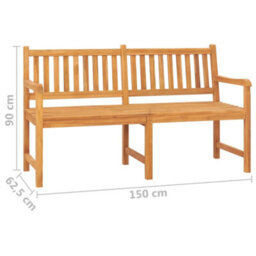 Berkfield 3-Seater Garden Bench With Table 150 Cm Solid Teak Wood - thumbnail 9
