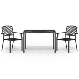 Berkfield 3 Piece Garden Dining Set Anthracite Steel - thumbnail 2