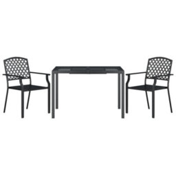 Berkfield 3 Piece Garden Dining Set Anthracite Steel - thumbnail 3