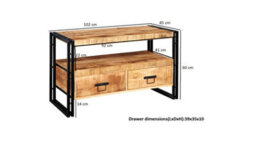 Kingwood Industrial Wood Metal Tv Cabinet Media Unit Shelf With 2 Drawers - thumbnail 5