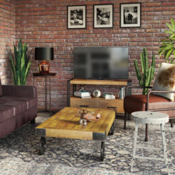 Kingwood Industrial Wood Metal Tv Cabinet Media Unit Shelf With 2 Drawers - thumbnail 8