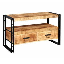Kingwood Industrial Wood Metal Tv Cabinet Media Unit Shelf With 2 Drawers - thumbnail 6