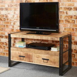 Kingwood Industrial Wood Metal Tv Cabinet Media Unit Shelf With 2 Drawers - thumbnail 7