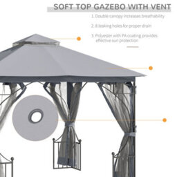 Outsunny Gazebo Party Tent Canopy Sun Shade For Patio Garden 3X3(M) - thumbnail 4