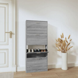 Berkfield Shoe Cabinet Grey Sonoma 59X17X150 Cm Engineered Wood - thumbnail 1
