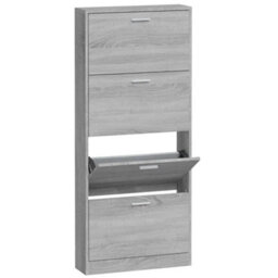 Berkfield Shoe Cabinet Grey Sonoma 59X17X150 Cm Engineered Wood - thumbnail 2