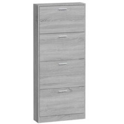 Berkfield Shoe Cabinet Grey Sonoma 59X17X150 Cm Engineered Wood - thumbnail 5
