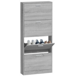 Berkfield Shoe Cabinet Grey Sonoma 59X17X150 Cm Engineered Wood - thumbnail 4