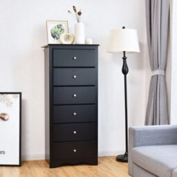 Chest Of Drawers Free Standing 6 Drawers Wooden Storage Cabinet W/ Metal Handles - thumbnail 3