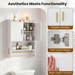 Gainoom Bathroom Wall Cabinet White Wall Mounted Medicine Cabinet Over The Toilet Storage Organizer - thumbnail 7