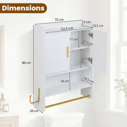 Gainoom Bathroom Wall Cabinet White Wall Mounted Medicine Cabinet Over The Toilet Storage Organizer - thumbnail 2