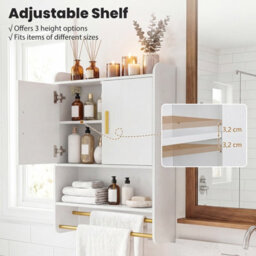 Gainoom Bathroom Wall Cabinet White Wall Mounted Medicine Cabinet Over The Toilet Storage Organizer - thumbnail 9