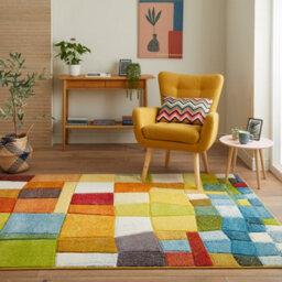 Multi Geometric Easy To Clean Modern Rug For Dining Room-160Cm X 220Cm - thumbnail 1