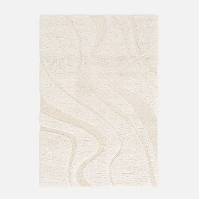 Sweeek - Interior Rug Shaggy With Embossed Cream Motif Amy 290X200X3.5Cm   Sweeek - image 1