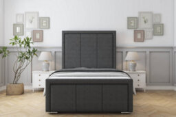 "Sloomy Lancaster Graphite Dumfries Bed Frame With Mattress With 50"" Upholstered Headboard 5' King" - thumbnail 1