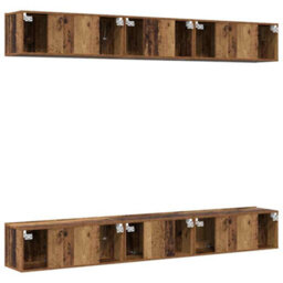 Berkfield Tv Cabinet 6 Pcs Old Wood 60 X 30 X 35 Cm Engineered Wood - thumbnail 9