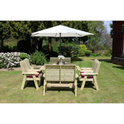 Churnet Valley Garden Furniture Ltd Ergo 8 Seater Square Table - 2 Benches, 4 Chairs - L149 X W149 X H77 Cm - Min. Assembly Required - Set Of Wp. Cushions Included - thumbnail 5