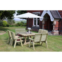 Churnet Valley Garden Furniture Ltd Ergo 8 Seater Square Table - 2 Benches, 4 Chairs - L149 X W149 X H77 Cm - Min. Assembly Required - Set Of Wp. Cushions Included - thumbnail 2