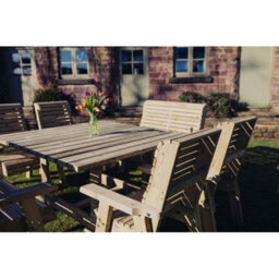 Churnet Valley Garden Furniture Ltd Ergo 8 Seater Square Table - 2 Benches, 4 Chairs - L149 X W149 X H77 Cm - Min. Assembly Required - Set Of Wp. Cushions Included - thumbnail 3