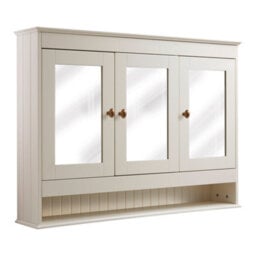 Homestylestore 1050 X 750mm Antique White Wall Mounted Mirrored Door Bathroom Cabinet And Brushed Copper Round Handles