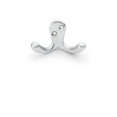 Loops Solid Brass Victorian Double Robe Coat Hook - Wall Mounted Holder Satin Chrome - image 1